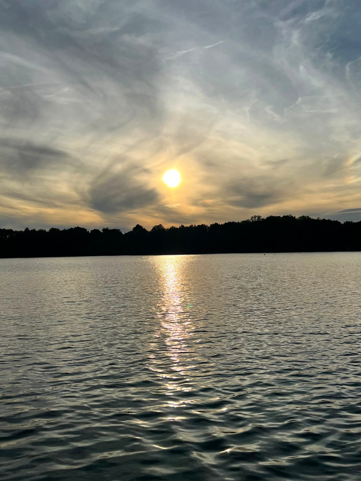 Swimming in a calm lake on retreat