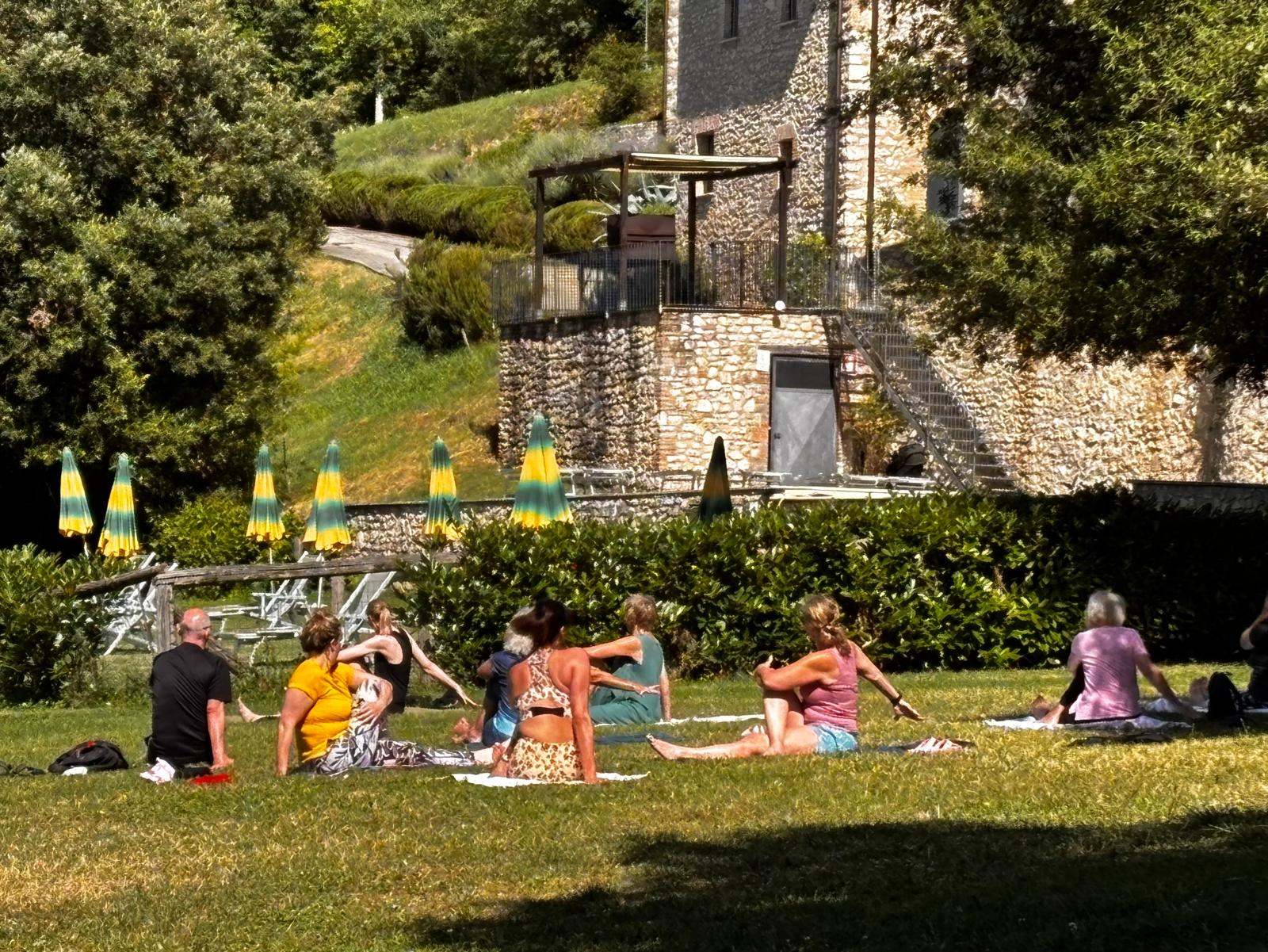 Yoga session during a TriSwim retreat